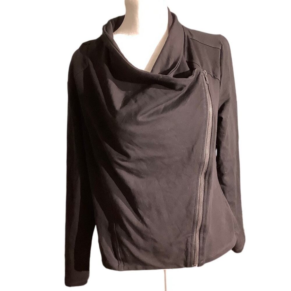 Blue B Black Asymmetrical Zip Jacket Women’s Size S — Modern, Casual, Chic